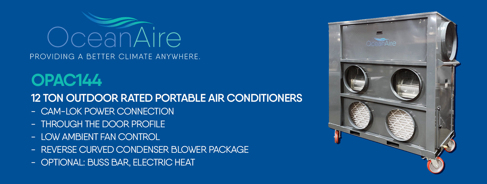 OceanAire OPAC144 12 Ton Portable Commercial Air Conditioner Information Banner